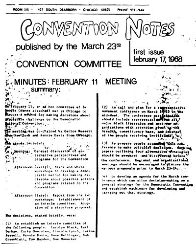 Source: Congress. House Un-American Activities Committee (HUAC). Subversive Involvement in Disruption of 1968 Democratic Party National Convention. Washington, D.C. GPO, 1968.