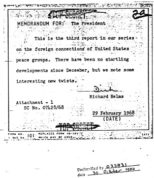Source: Central Intelligence Agency. International Connections of U.S. Peace Groups. February 28, 1968.
