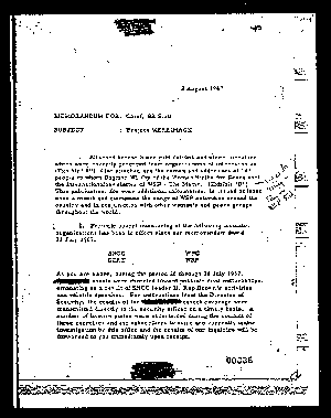 Source: Central Intelligence Agency. Memorandum for: Chief, SR Staff - Subject: Project Merrimack 1967.