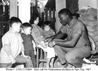 Sick Call for Vietnamese Children at Tam Toa, 1967.
