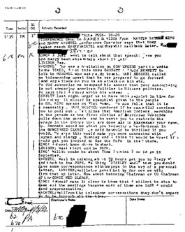 Source: Federal Bureau of Investigation. "Transcript of Conference Call with Stanley D. Levison and Harry Wachtel." April 9, 1967.