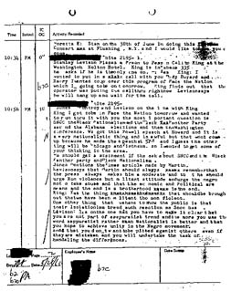 Source: Federal Bureau of Investigation. "Transcript of conference call with Martin Luther King, Jr., Clarence Jones, and Walter Fauntroy." May 28, 1966.