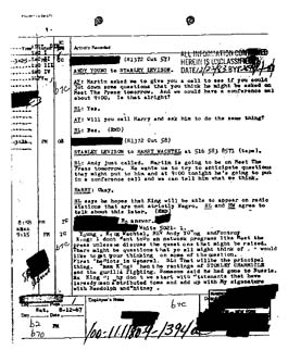 Source: Federal Bureau of Investigation. "Transcript of Conference Call with Stanley D. Levison, Harry Wachtel, Andrew J. Young, and Walter Fauntroy." August 12, 1967.